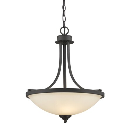 Z-LITE Bordeaux 3 Light Pendant, Bronze & Matte Opal 435P-BRZ